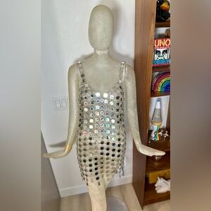 Astr Silver Sequin Mini Dress